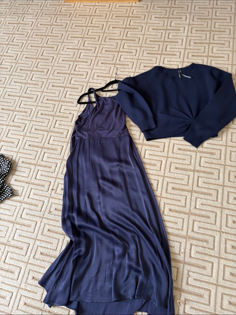 Anthropologie Navy Blue Satin Maxi Dress